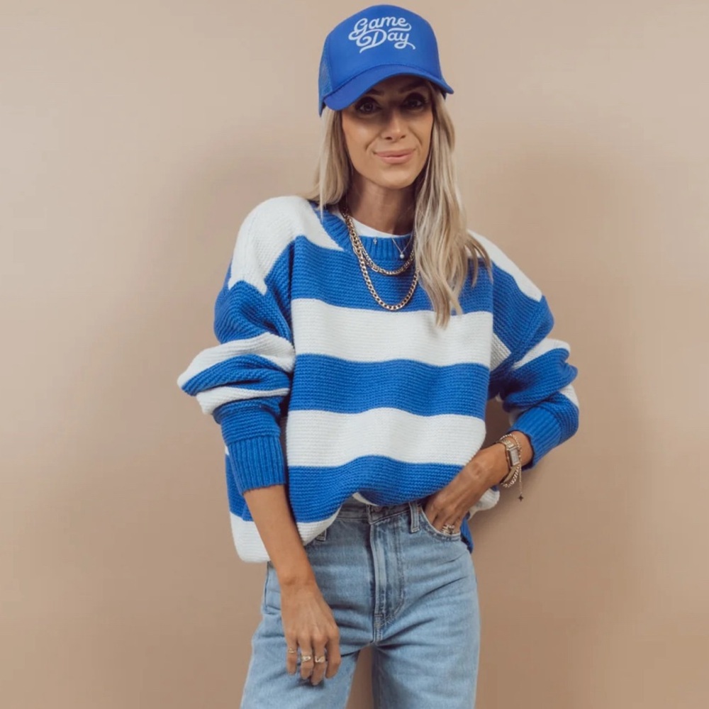 Game day shop Stevie striped sweater